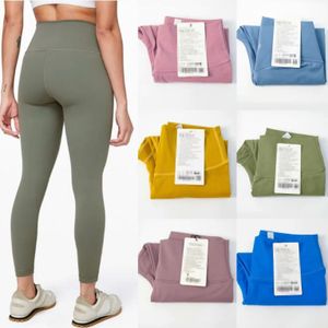 LL 2023 Abbigliamento yoga Pantaloni da yoga a vita alta Donna Leggings fitness push-up Morbido elastico per l'anca Lift Pantaloni sportivi LU a forma di T Running Training Lady 22 colori