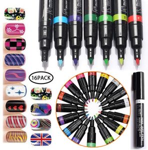16 färger set nagelkonst penna 3d nagelkonst diy dekoration naglar polska penna set design naglar skönhetsverktyg målar penna leverans1372294