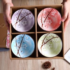 Bowls 2/4 Piece Japanese Traditional Ceramic Dinner Bowl 4.5 Inch 300ml Porcelain Rice With Gift Box Tableware Set Gift.