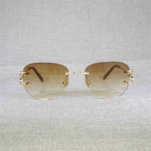 2023 Designer Glasögon Modell Vintage Rhinestone Rimless Men Oval Stone Eyeglasses Metal Frame Square Shades Women For Summer Club Eyewear Solglasögon