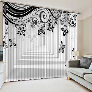 Cortinas pretas e brancas para fotos, cortinas blackout de janela luxuosas 3d para sala de estar, quarto, escritório, hotel, casa