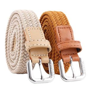 Belts 1pc Casual Knitted Pin Buckle Simple Belt Woven Canvas Elastic Expandable Braided Stretch Belts Multicolors For Men Women Jeans Z0404