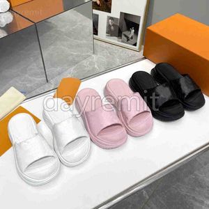 Designer Tofflor Pool 55 Flat Comfort Mule Tofflor Herr Dam Sandaler Präglade Mules Sommar Cool Lyx Sandal Vit Svart Rosa Tryckt Slide