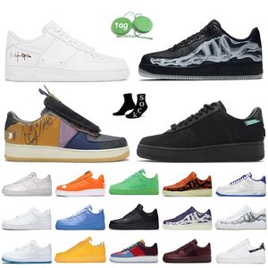 af1 off white nike air force 1 airforce travis scott one skeleton sneakers Белый Черный Дизайнерская обувь Женщины Мужские Зеленый MCA Blue LX UV Reactive Trainers