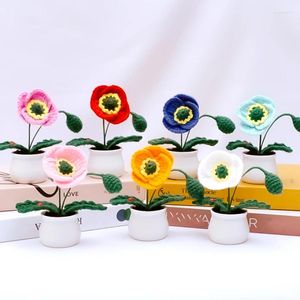 Dekorativa blommor 1pc handgjorda virkade mini bonsai skrivbord prydnad bröllop fest pografi rekvisiter diy hem dekorationer