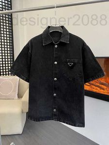 Mäns avslappnade skjortor Designer 2023 Heavy Water Wash Denim Luxury Brand Quality Design Spring and Summer Ny mångsidig bekväm kortärmad skjorta topp ZDFP