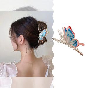 ファッション塗装済み蝶の髪の爪クリップ女性大金ヘアピンクリップポニーテールホルダー女性ヘアアクセサリー
