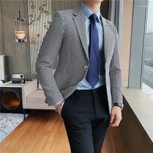 Garnitury męskie w stylu brytyjski wiosenny jesień biznes swobodny vintage marynany kurtka menu ubranie 2023 Slim Fit Formal Wear Dwa guziki płaszcze 3xl-m