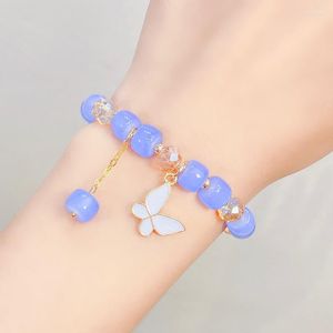 Strand Cartoon Butterfly Crystals Women Bracelet Chains For Girls Friends Student Daisy Beads Bracelets Aesthetic Charm Jewelry