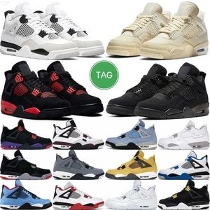 Black Cat Jumpman 4 Retro 4s баскетбольные туфли мужские черные клочки Canavs разворачивались военный красный синий гром Royal J4 J4S Pink Union Offs Purple White