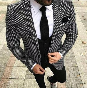 Ternos masculinos masculino terno xadrez houndstooth personalizado masculino vestido personalizado duotona tecer hounds verificação de dente 3 peças