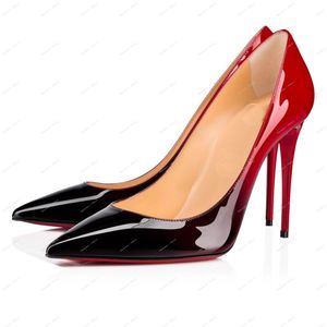 Brand Pumps High Heel Shoes Real Leather6.5 8.5 10 cm Sexy Pointed Toes Women Nude Black Patent Leathers Wedding Shoe Size 34-44