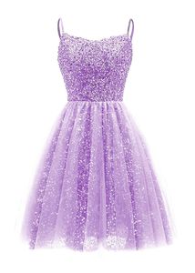 Spaghetti Straps Sequin Homecoming Dresses Princess Beaded Tulle Mini Cocktail Formal Occasion Birthday Prom Graudation Cocktail Party Gowns HD1003