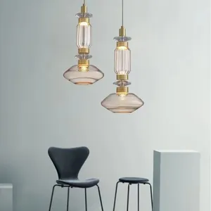 Lampy wiszące LED żyrandol przezroczyste studia bursztynowe hall salonowa restauracja Oprawy oświetleniowe Drut 200 cm Regulowany 90-240
