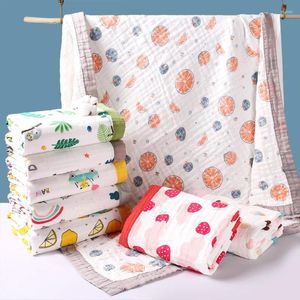 Blankets 6 Layers Gauze Soft Cotton Baby Cute Cartoon Bath Towel Bed Accessories Envelope For Borns Swaddle Deken