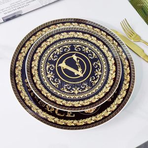 Plates Vintage Ceramic Dinner Plate 8 Inch 10 Creative Bone China Western Steak Dessert Salah Kitchen Party Gift Box Set