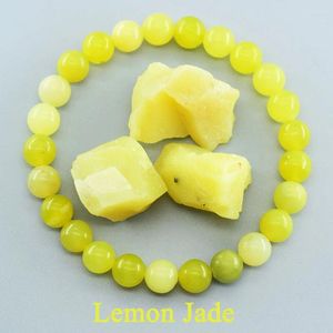 Bağlantı Bilezikler Doğal Limon Jades Bilezik Sarı Taş Boncuklar Erkekler için Kadın Gem Bangle Elastik Takı Hediye Aşıkları