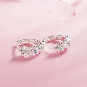 Hoop Earrings Diamond Flower Beautiful Girls 925 Sterling Silver Ear Clip Hoops Spring Jewelry Gift For Her
