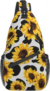 Zaino Girasole Mucca Stampa Borsa a tracolla Borse sul petto Borsa a tracolla da viaggio Escursionismo Daypack per donna Uomo Taglia unica