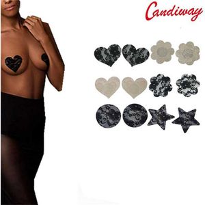 Sex Toy Massager Candiway Exotic Lace Självhäftande disponibla bröstvårtor Pasties klistermärken Invisibla BH täcker bröstleksaker för kvinnor