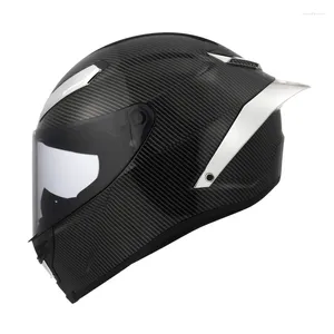 Motosiklet Kaskları Dot Onaylı Kadınlar ve Erkekler Tam Yüz Güvenli Kask Yarışı Casco Casque Orijinal Gümüş Karbon Firber