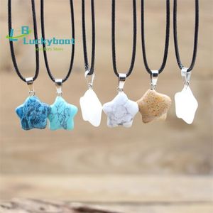 Pendant Necklaces Natural Stone Star Pendants Healing Crystal Quartz Agates Opalite Pentagram Reiki Chakra Charms Women JewelryPendant