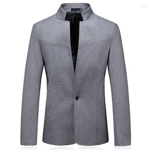 Men's Suits Brand Clothing Men Fashion Suit Party Coat Casual Slim Fit Jackets OneButtons Solid Stand Collar Chinese Style Blazers Male