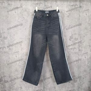 Xinxinbuy Men Men Designer Pant Sport Paris Boczna wstążka jeansy dżinsowe wiosenne letnie spodne