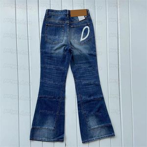 Wonen denim flare byxor bokstäver hög wasit jeans street stil trendiga jeans