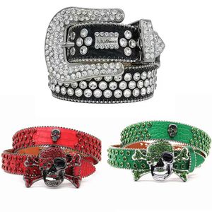 أحزمة BB Simon Belts for Men نساء حزام ماس لامع أسود على أسود أزرق أبيض متعدد الألوان مع Bling Rhinestones كهدية LW2Y