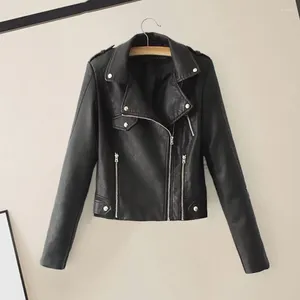 Women's Jackets Trendy Jacket Coat Zipper Windproof Comfortable Autumn Winter Short Type Faux Leather Biker