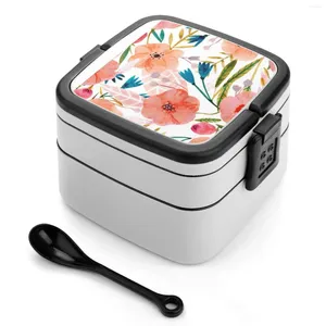 Servis blommig dans bento box fack sallad frukt container rbstaycay blommor mönster design natur blomma