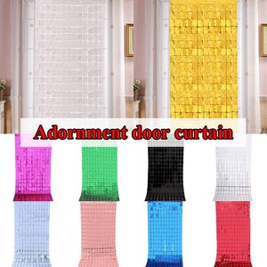 Party Decoration Square Sequined Laser Rain Curtain Wedding Birthday Background 1M 2M Stage Color Mirror 11 Colors DIY