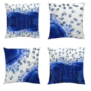 Pillow Blue Pattern Cover Feather Printed Throw Case Living Room Decorative Car Sofa Decor Pillowcase Short Plush