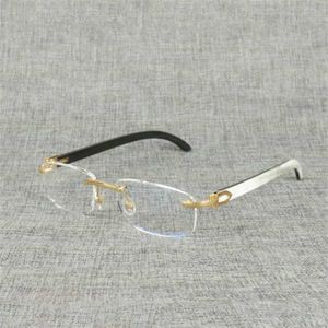 2023 Designer Glasögon Nytt naturligt trä Square Clear Frame Men Buffalo Horn överdimensionerad Rimless Optical For Women Reading Glasses Oculos