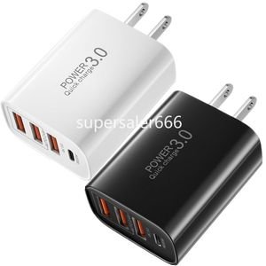 30WファーストクイックチャージPDタイプC USB-C充電器EU US US UK AC HOME TRAVEL 4PORTS WALL CHARGERS POWER ADAPTER for iPhone 11 12 13 14 Samsung LG S1