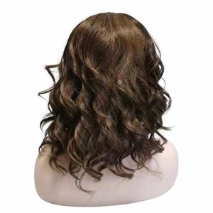 women Curly hair Like human hair wig for women 16 inch Deep brown glam curl spanish wave grace wave Deep brown wigs Nature Surfing Wave Synthetiic Fiber