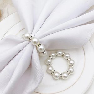 パーティーデコレーション100pcs/lot White Pearls Napkin Rings Wedding Napkin Buckle for Wedding Receate Party Table Decorations Supplies