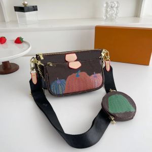 Fashion Pumpkin series Bags Women 3pcs set Multi Handbag Shoulder Messenger Cross body Woman Clutch Purse POCHETTE ACCESSORIES Flower Crossbody Bag