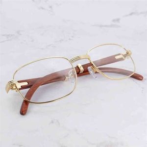 2023デザイナーメガネモデルクリア眼鏡フレームファッショントレンドスペクタクルウッドメタル透明グラスフレームシェード処方サングラス