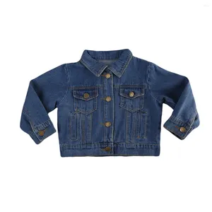 Giyim setleri 2-6 yıl moda kız bebek erkek çocuk kot ceket uzun kollu cep denim ceket çocuklar 1-6y yaş