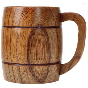 Coffee Pots 400Ml Classic Style Natural Wood Cup Wooden Beer Mugs Drinking For Party Novelty Gifts Eco-Friendly