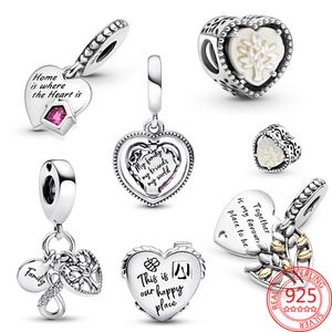 925 Silver Fit Pandora Original Charms DIY подвесные женские браслеты бусинки Аутентичная семья бесконечно