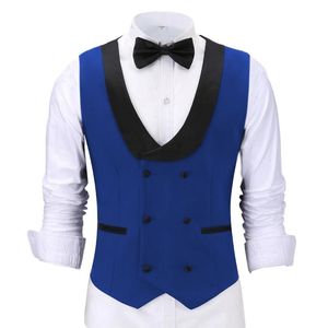 Men's Vests Casual Business Vest Royal Blue Slim Fit Prom Double Breasted Blazer Champagne Suits Waistcoat For Wedding Man Grooms