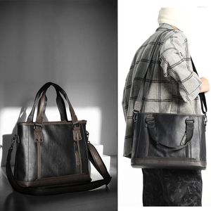 BROCTUCASS Märkesdesign Fashion Pu Leather Men's Laptop Portfölj Vintage Business Bag Office Handbag Casual Travel Shoulder YM1105