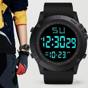 Wristwatches Sport Digital Round Watch Luminous LED Dial Casual Clock Outdoor Rubber Strap Fashionable Waterproof For MenWristwatches Moun22