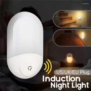Night Lights EU Plug Warm White LED PIR Motion Sensor Smart Light AC 100-240V For Bathroom Home Lamp Lighting Bulb Drop