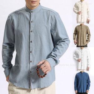 Ethnische Kleidung Hanfu T-Shirt Traditionelles Chinesisch für Männer Vintage Baumwolle Leinen Hemden Tang-Anzug Japanische T-Shirts Mittelalterliche Retro-Bluse