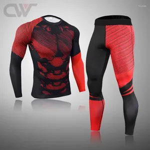 Men's Thermal Underwear Sports Tights Kit Second Skin Gym Running Long Johns Set Compression Sportswear Male Workout Clothing