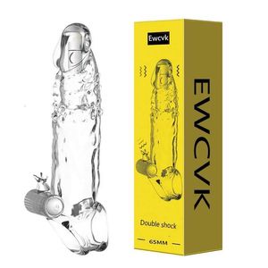 Sex toys massager 18CM Reusable Penis Extender Sleeve Delay Ejaculation Crystal Toys For Men Intimate Goods Products